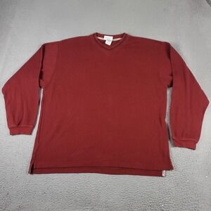 Columbia Sweater Mens 2XL Red Knit V-Neck Pullover Cotton Long Sleeve 042413